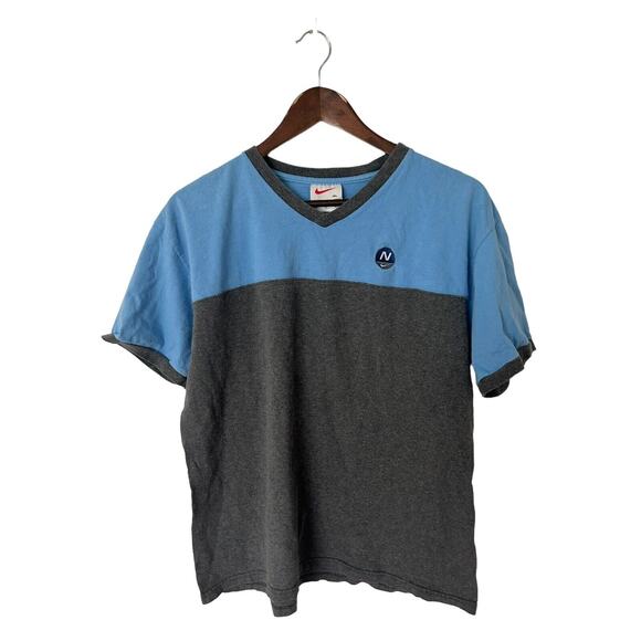 Vintage Nike sz XL blue/gray colorblock graphic t-shirt mens - Picture 1 of 2